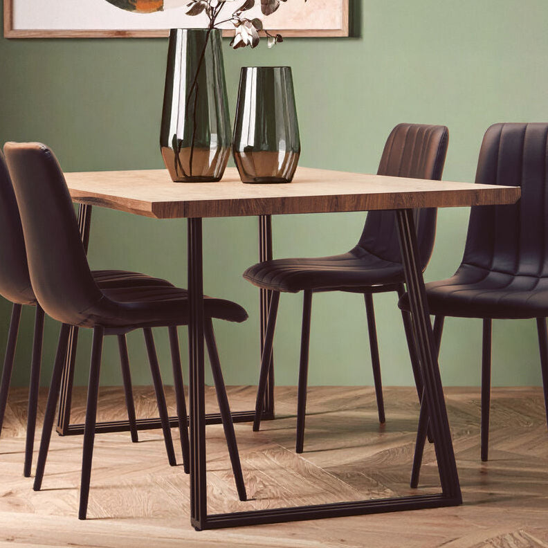 Adele Brown Wood Dining Table with Black Legs