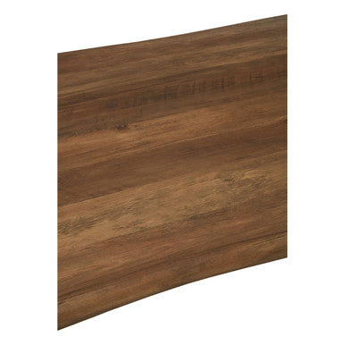 Brown Dark Wood Veneer Top Dining Table with Black Slender Legs, Assia