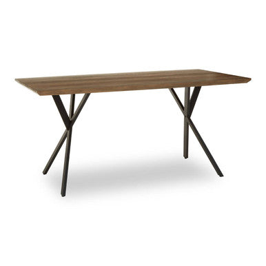 Brown Rectangular Dining Table with Cross Base, Arron