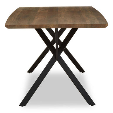 Brown Rectangular Dining Table with Cross Base, Arron