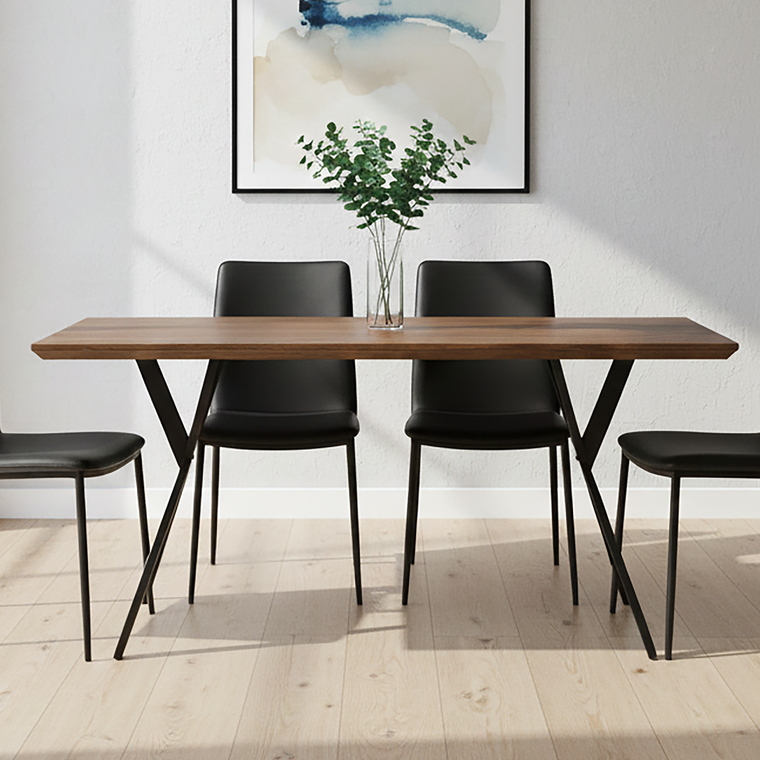 Brown Rectangular Dining Table with Cross Base, Arron