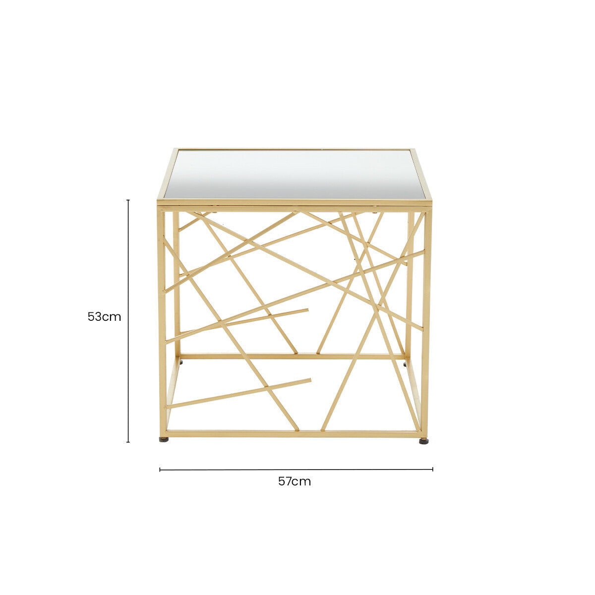 Gold Finish Metal Frame Side Table with Mirror Top, Farran