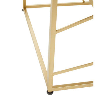 Gold Finish Metal Frame Side Table with Mirror Top, Farran