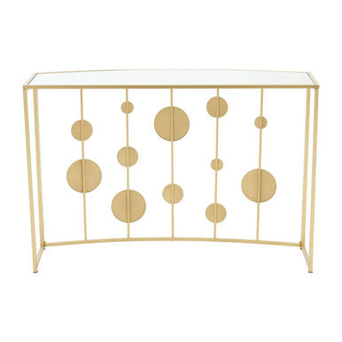Champagne Gold Finish Metal Frame Console Table with Mirror Top, Farran