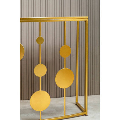Champagne Gold Finish Metal Frame Console Table with Mirror Top, Farran