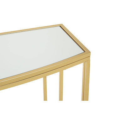 Champagne Gold Finish Metal Frame Console Table with Mirror Top, Farran