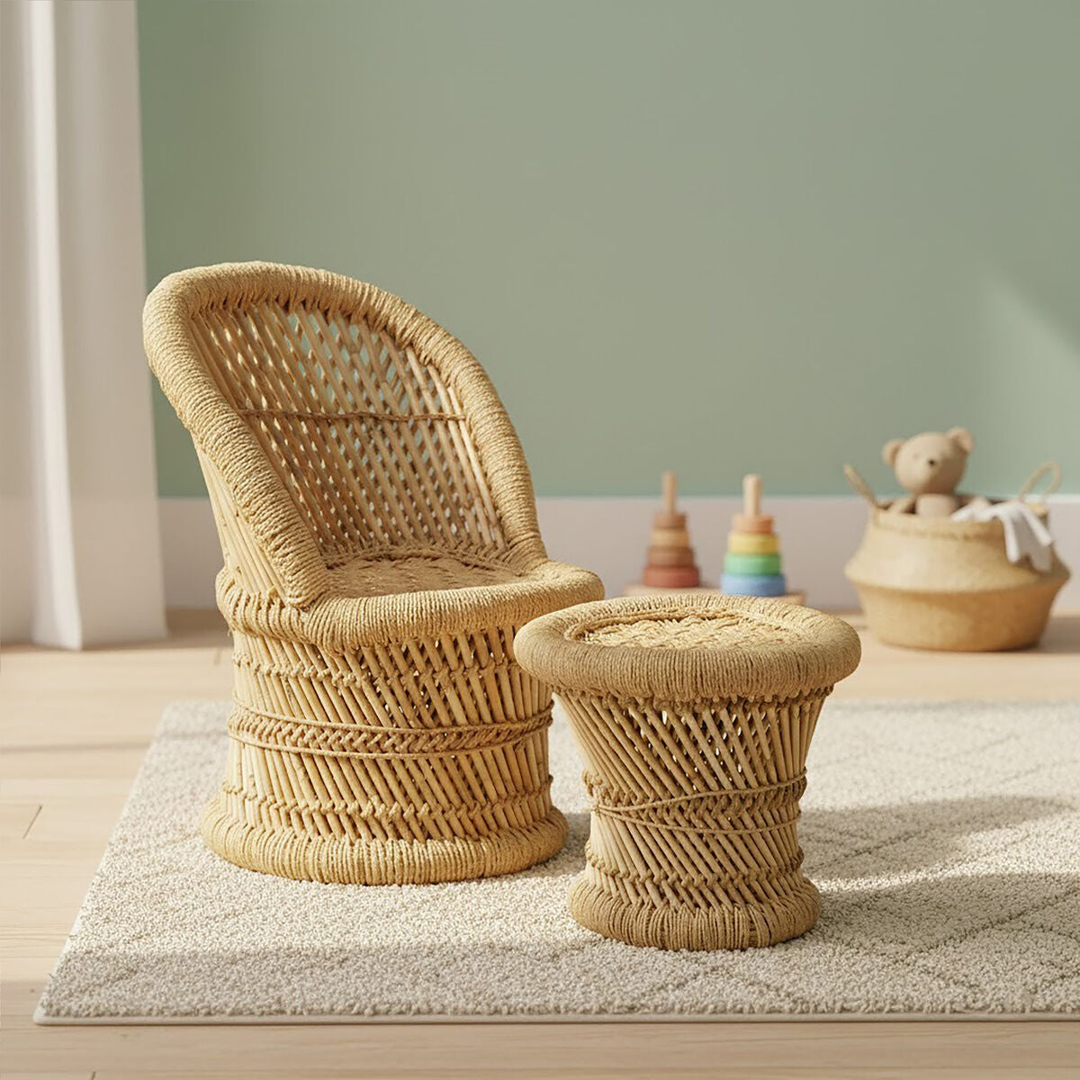 Rowan Children's Natural Chair And Stool