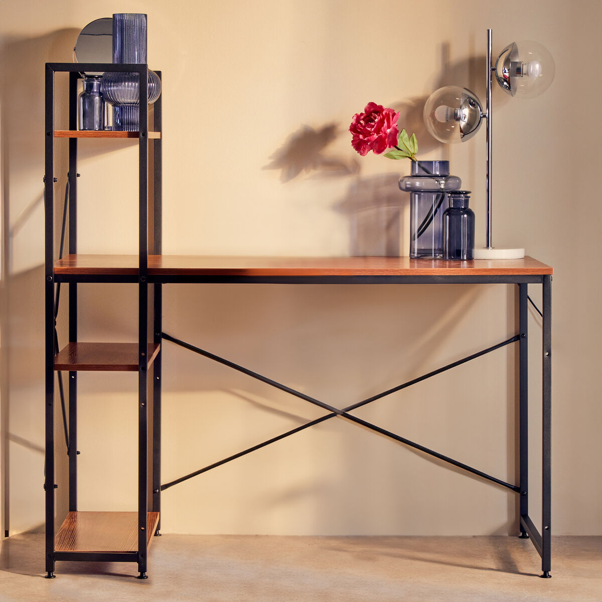 Laxton Wood Finish Desk With Shelves