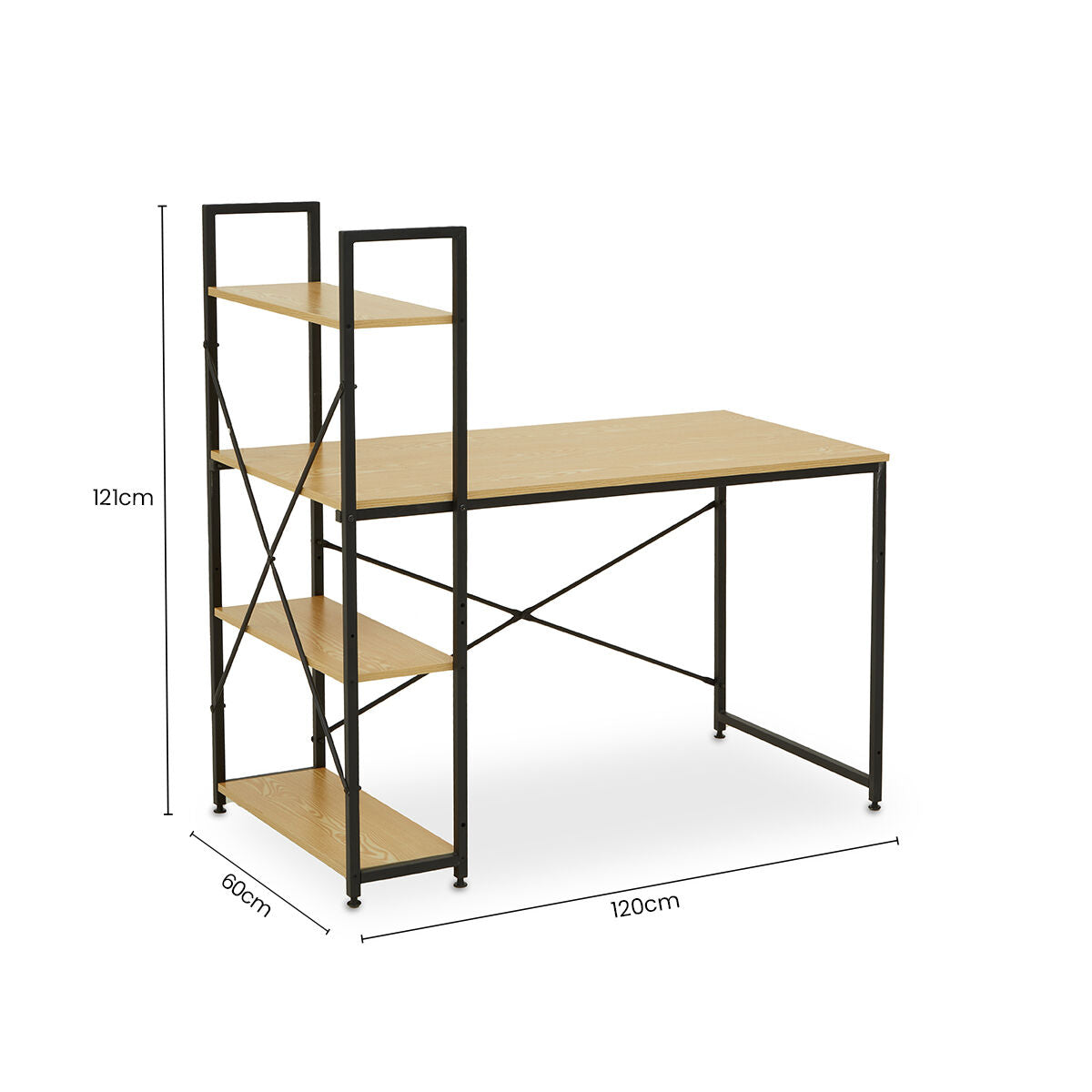 Laxton Light Oak Effect Desk With Shelves