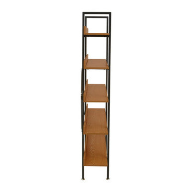 Laxton 5 Tier Wood Finish Shelves And Black Frame Shelf Unit