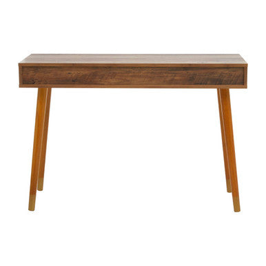 Brown Natural Wood Veneer Console Table with 2 Storage Drawers, Frida