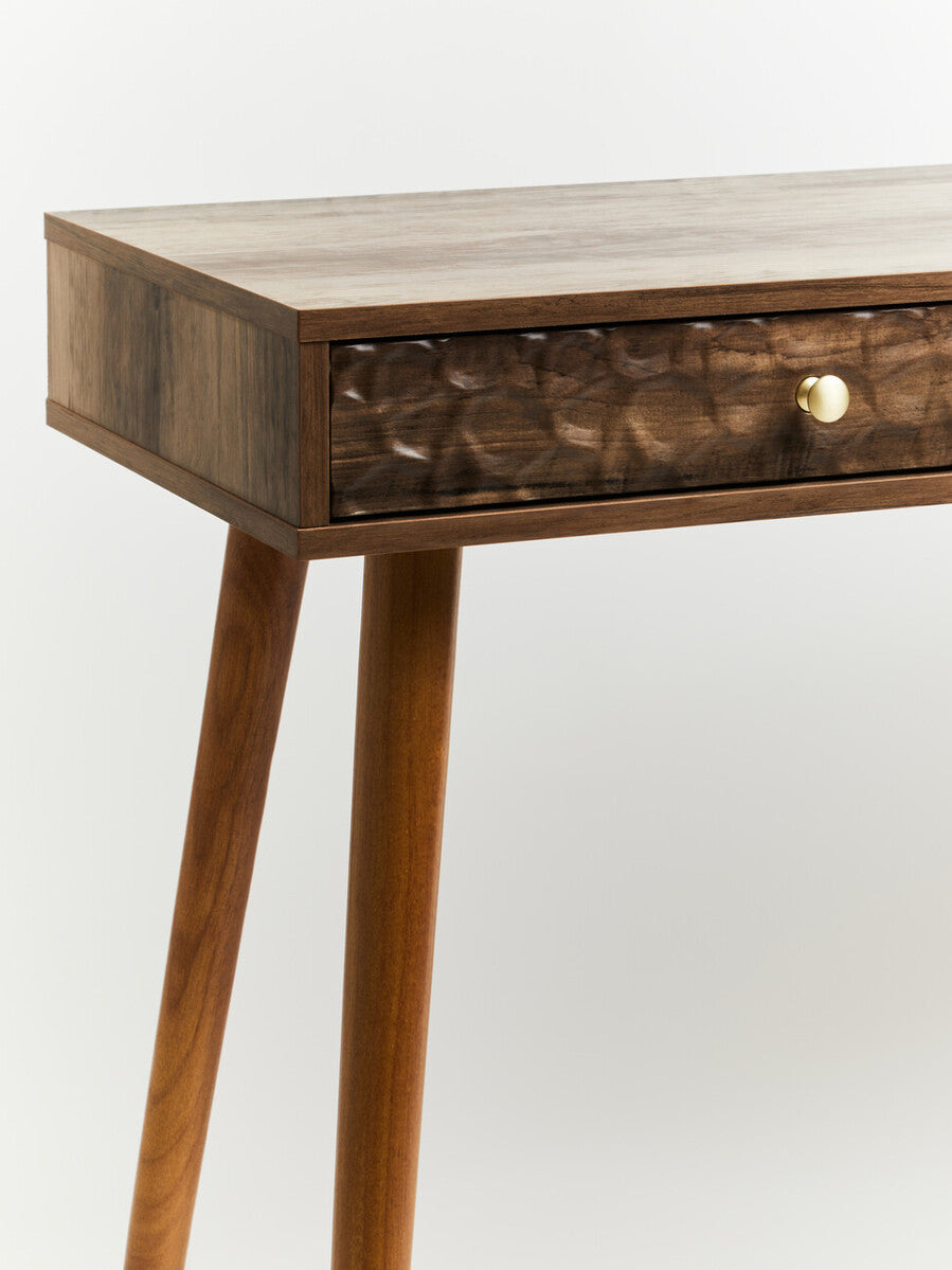 Brown Natural Wood Veneer Console Table with 2 Storage Drawers, Frida