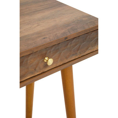 Brown Natural Wood Veneer Console Table with 2 Storage Drawers, Frida