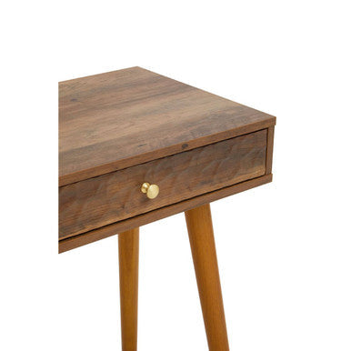 Brown Natural Wood Veneer Console Table with 2 Storage Drawers, Frida