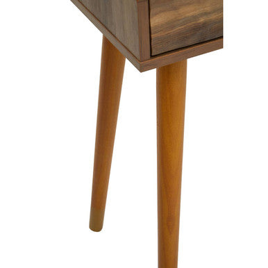 Brown Natural Wood Veneer Console Table with 2 Storage Drawers, Frida