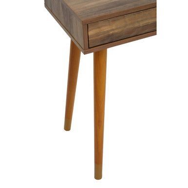 Brown Natural Wood Veneer Console Table with 2 Storage Drawers, Frida