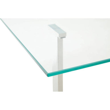 Silver and Gold Steel Frame Console Table with Glass Top, Alvea