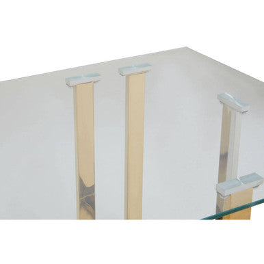 Silver and Gold Steel Frame Coffee Table with Glass Top, Alvea