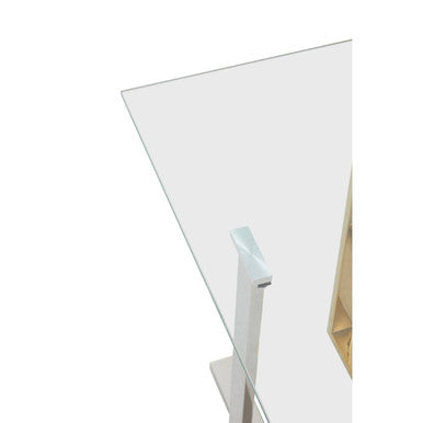 Silver and Gold Steel Frame Side Table with Glass Top, Alvea