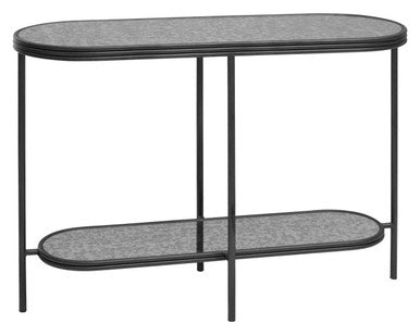 Black Wooden Top Rectangular Console Table with Metal Frame | Xania