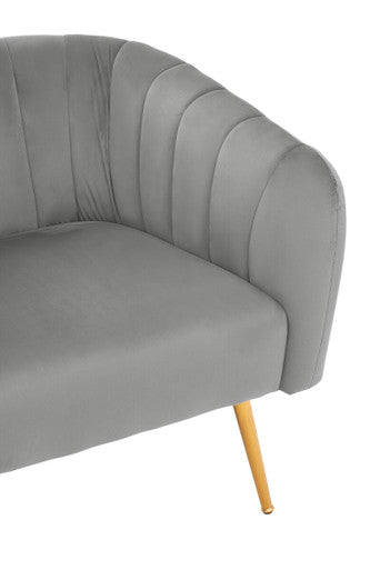 Larissa Grey Velvet Accent Chair with Channel Tufting