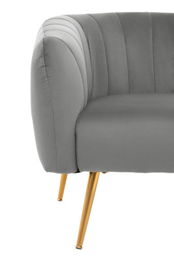 Larissa Grey Velvet Accent Chair with Channel Tufting