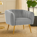 Larissa Grey Velvet Accent Chair with Channel Tufting