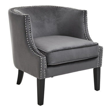Larissa Grey Velvet Chair with Button Tufting