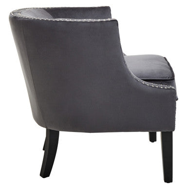 Larissa Grey Velvet Chair with Button Tufting