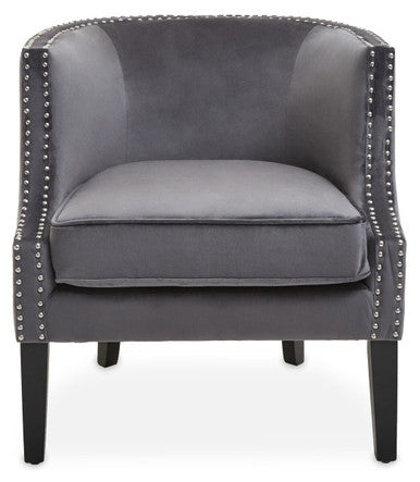 Larissa Grey Velvet Chair with Button Tufting