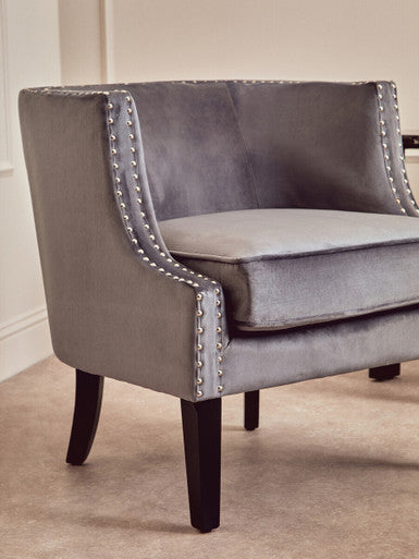 Larissa Grey Velvet Chair with Button Tufting