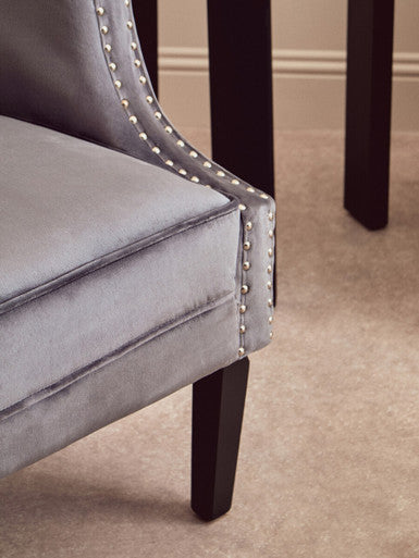 Larissa Grey Velvet Chair with Button Tufting
