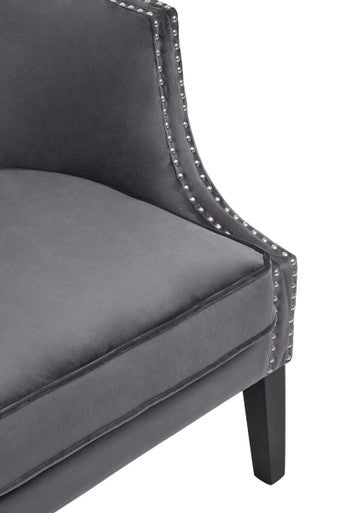 Larissa Grey Velvet Chair with Button Tufting