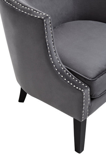 Larissa Grey Velvet Chair with Button Tufting