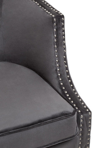 Larissa Grey Velvet Chair with Button Tufting