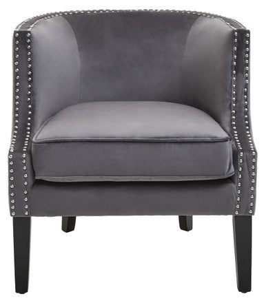 Larissa Grey Velvet Chair with Button Tufting