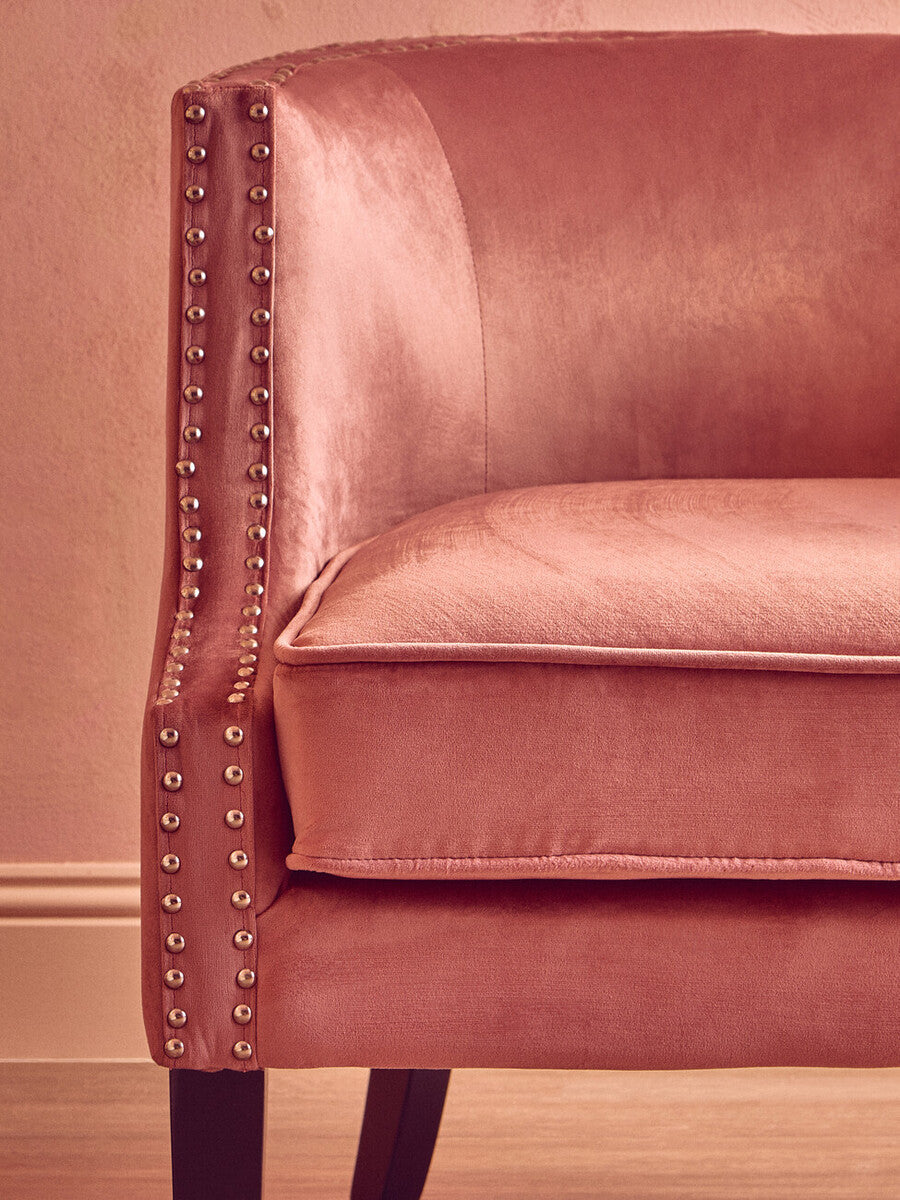 Larissa Pink Velvet Chair with Button Tufting