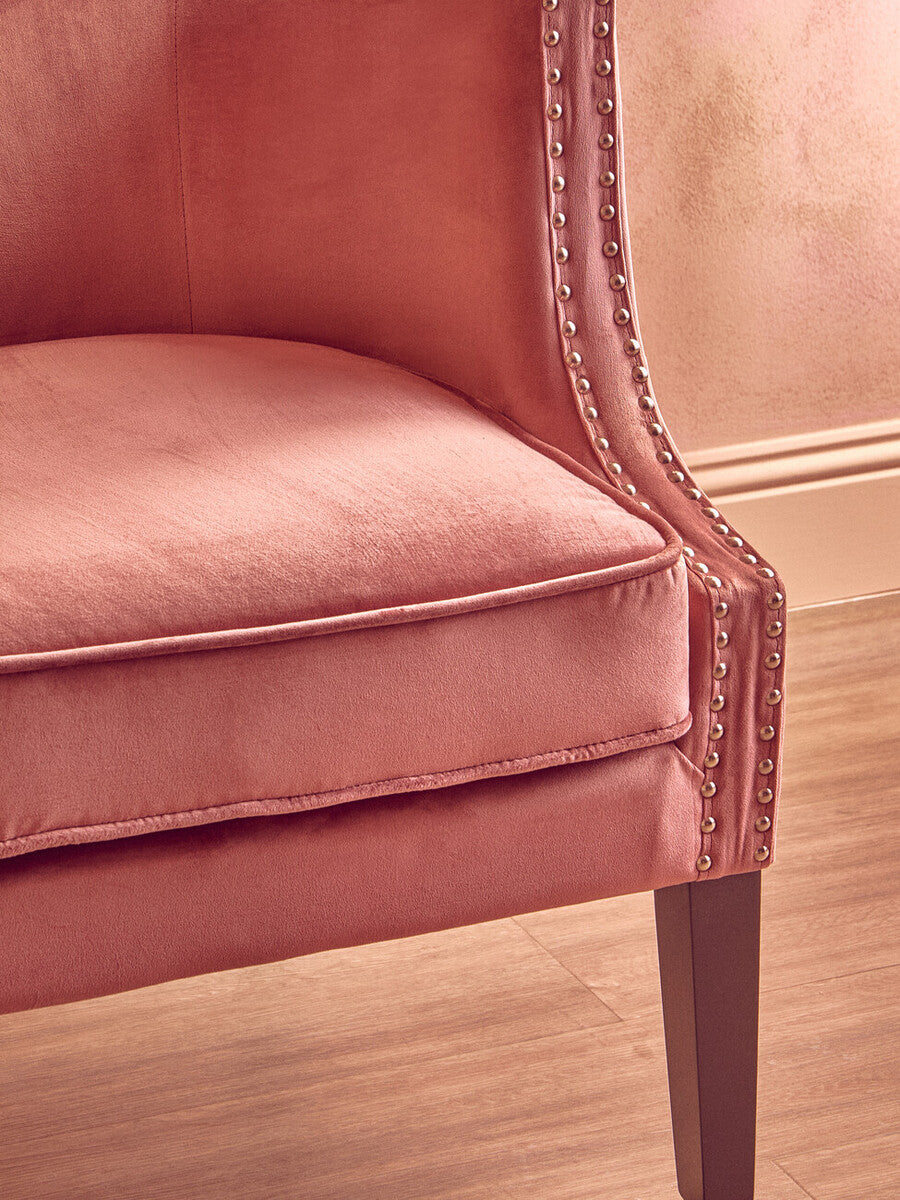 Larissa Pink Velvet Chair with Button Tufting