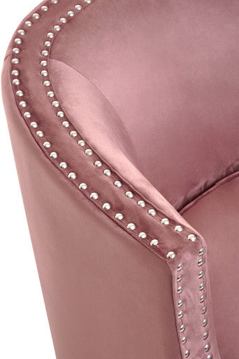 Larissa Pink Velvet Chair with Button Tufting