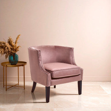 Larissa Pink Velvet Chair with Button Tufting