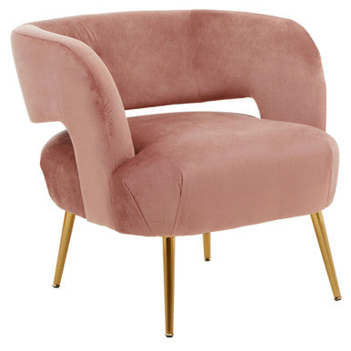 Larissa Pink Velvet Accent Chair with Gold Finish Base