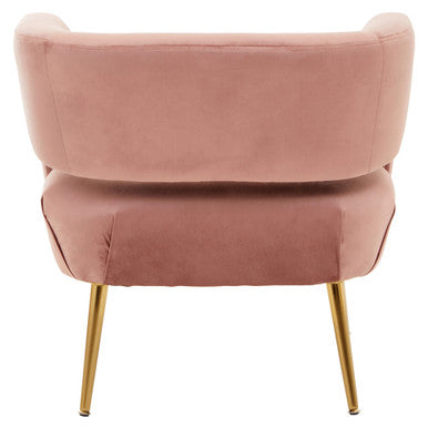 Larissa Pink Velvet Accent Chair with Gold Finish Base