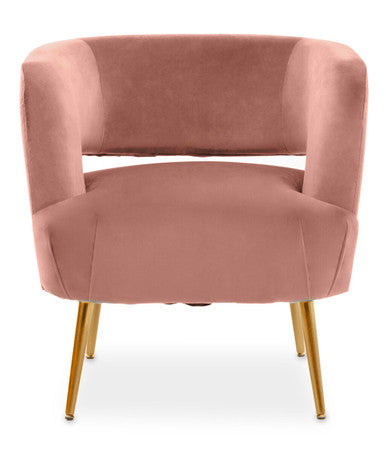 Larissa Pink Velvet Accent Chair with Gold Finish Base