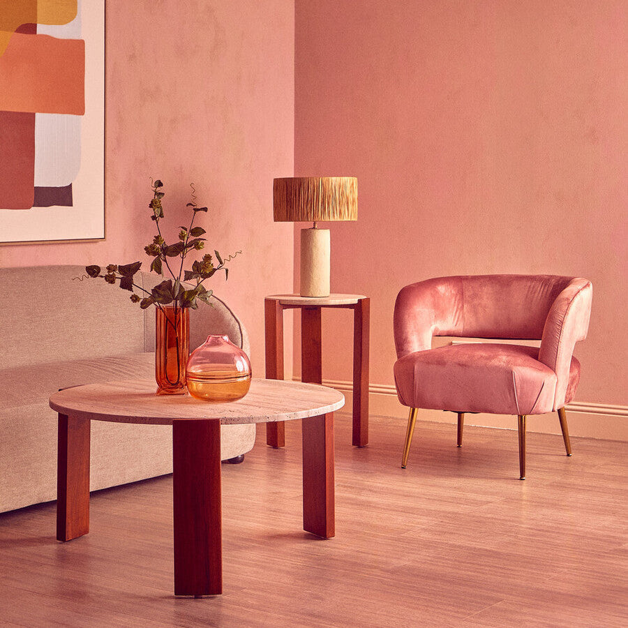 Larissa Pink Velvet Accent Chair with Gold Finish Base
