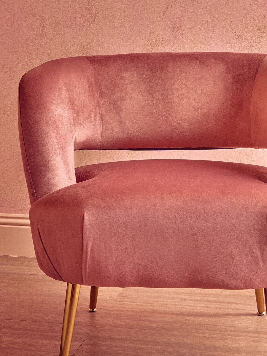 Larissa Pink Velvet Accent Chair with Gold Finish Base