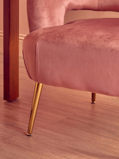 Larissa Pink Velvet Accent Chair with Gold Finish Base