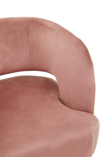 Larissa Pink Velvet Accent Chair with Gold Finish Base
