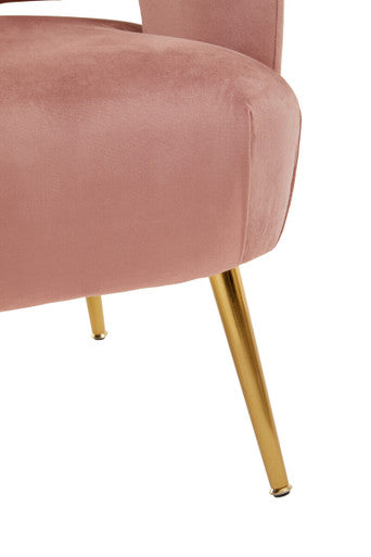 Larissa Pink Velvet Accent Chair with Gold Finish Base