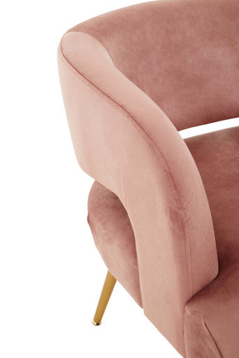 Larissa Pink Velvet Accent Chair with Gold Finish Base