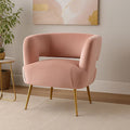 Larissa Pink Velvet Accent Chair with Gold Finish Base